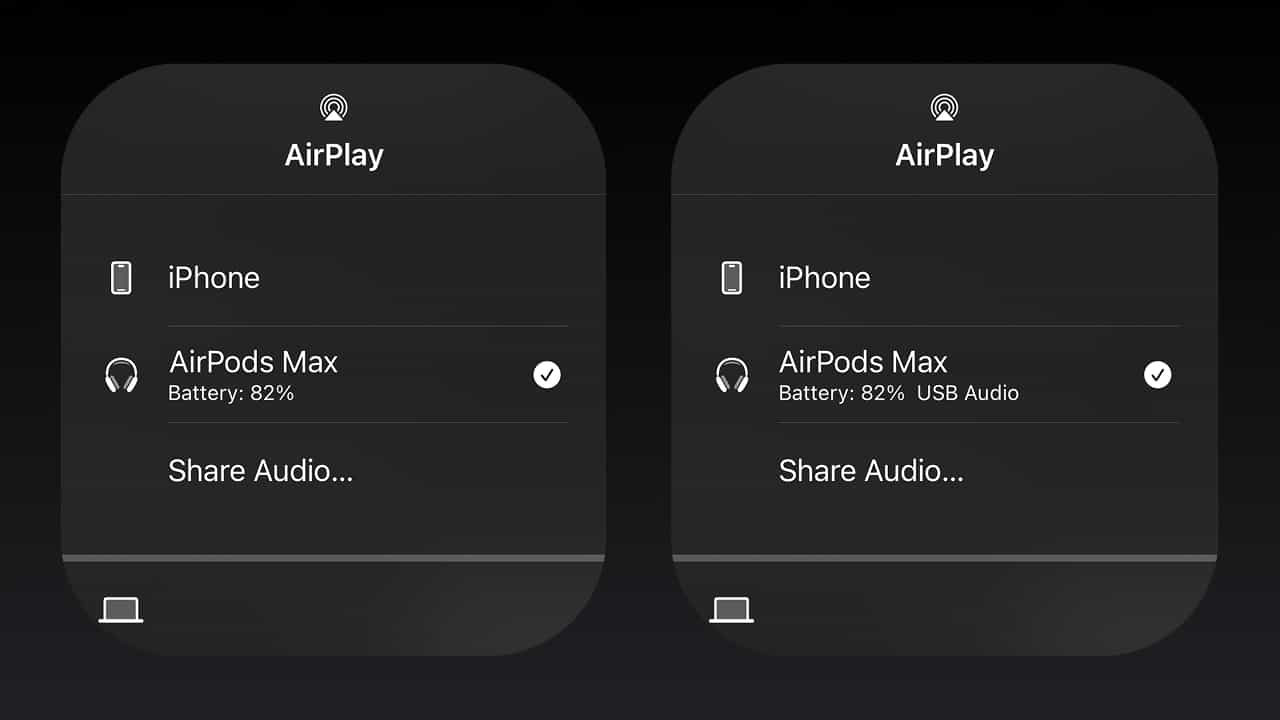 AirPods Max Wired and wireless connecttion indiator